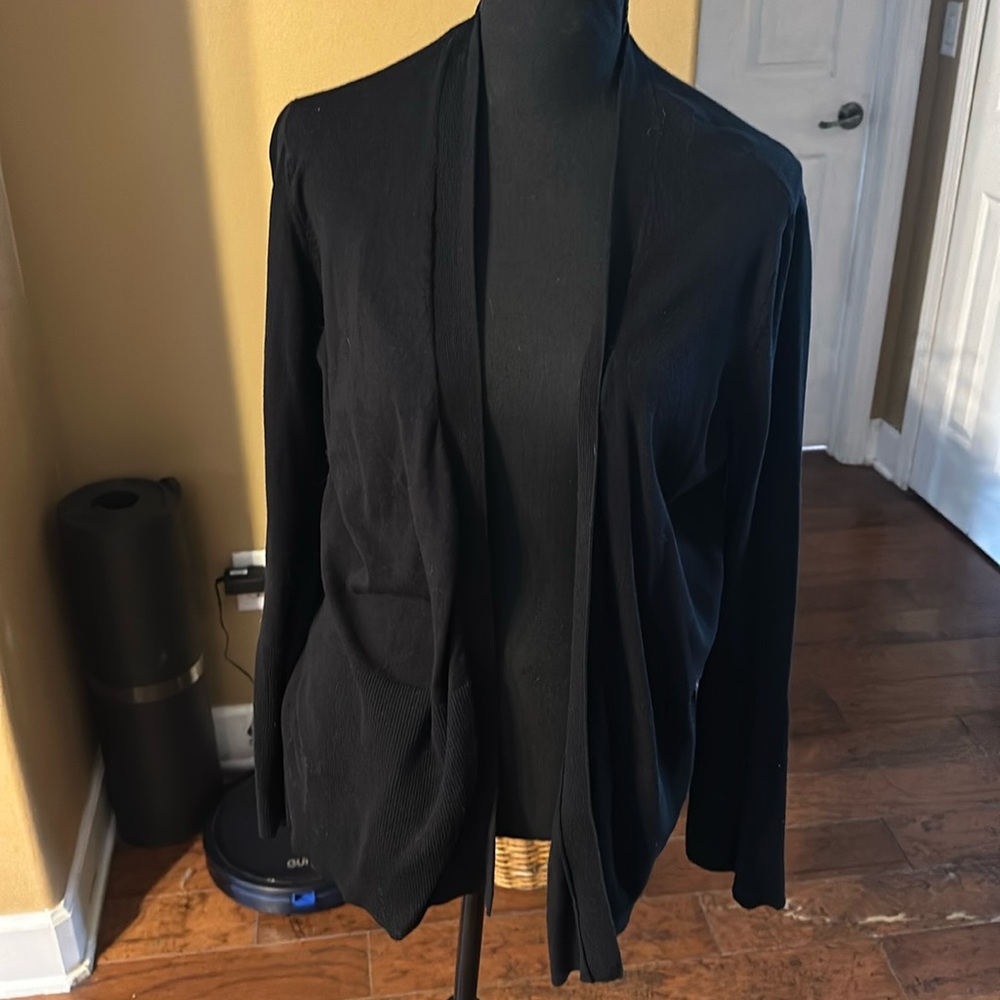 Ann Taylor Black Open Front Cardigan